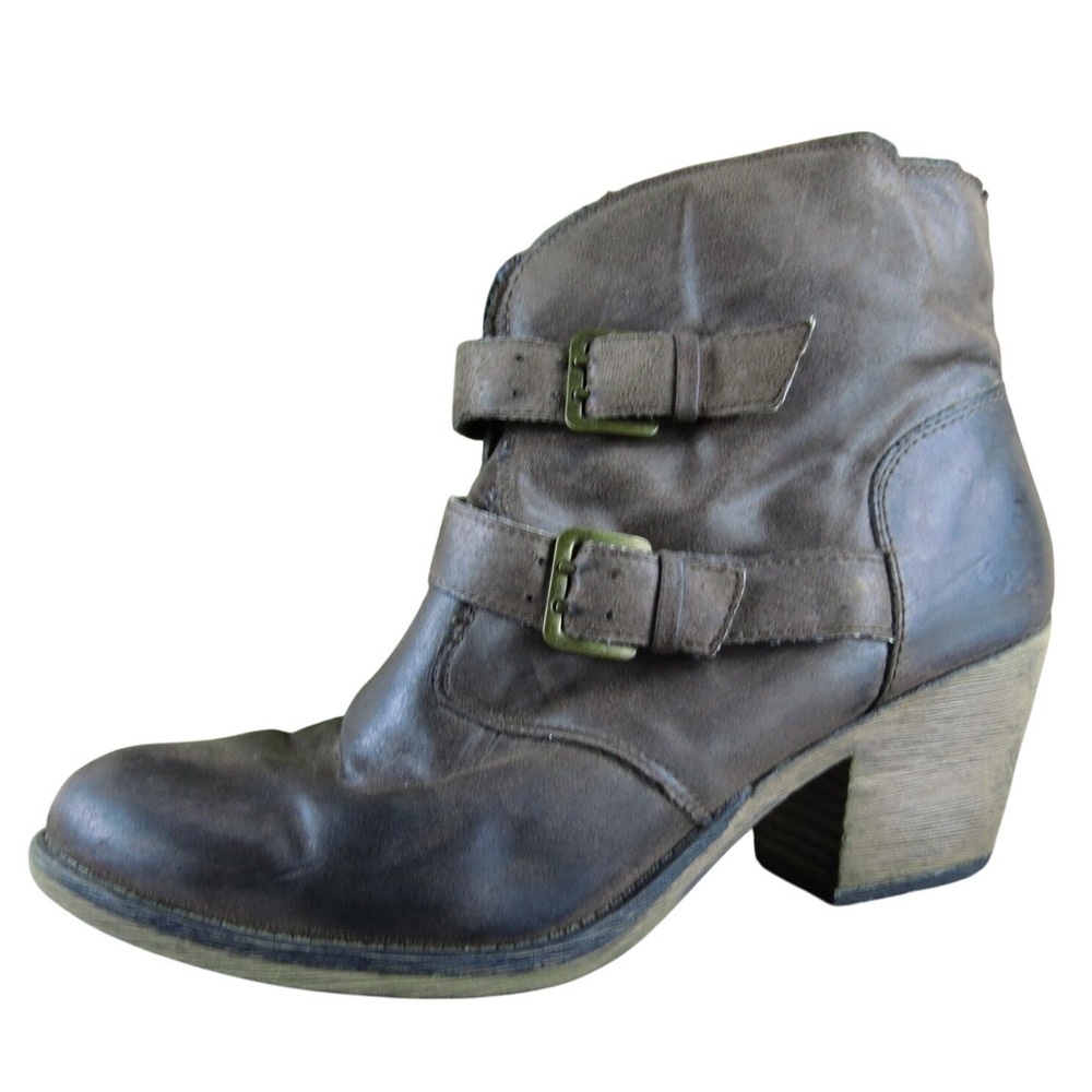 Rocket Dog‎ Women's 9 Brown Faux Leather Ankle Boots Western Style Buckle